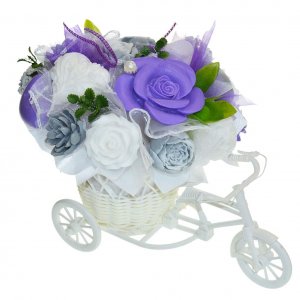 Buchet de săpunuri Bicycle - violet, gri, alb